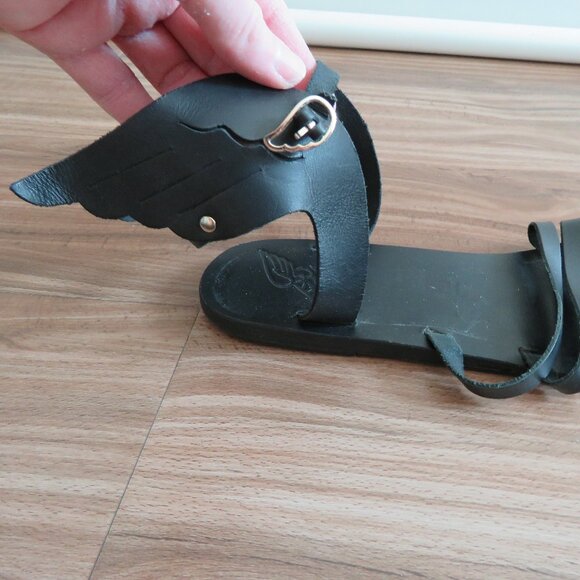 ANCIENT GREEK SANDALS Ikaria Wing Open Toe Sandals in Black Leather Size US 11 - Picture 7 of 13